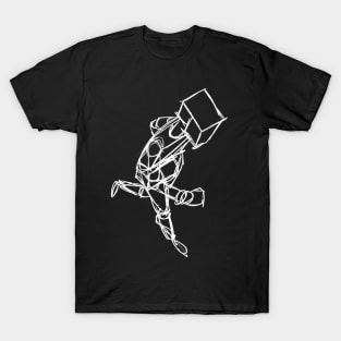 Robot Run Sketchy Wht T-Shirt